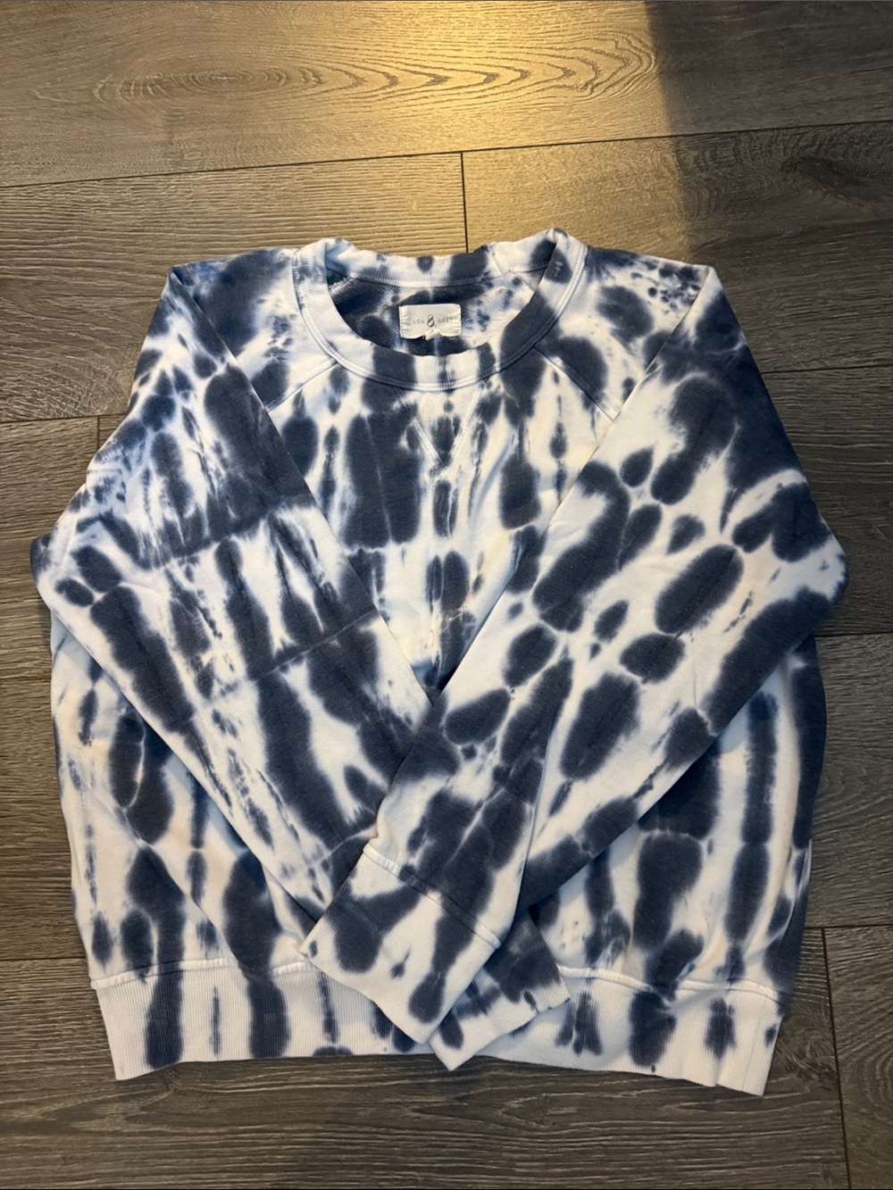 Loft Lou & Grey Tie-Dye Blue and White Crewneck Sweater